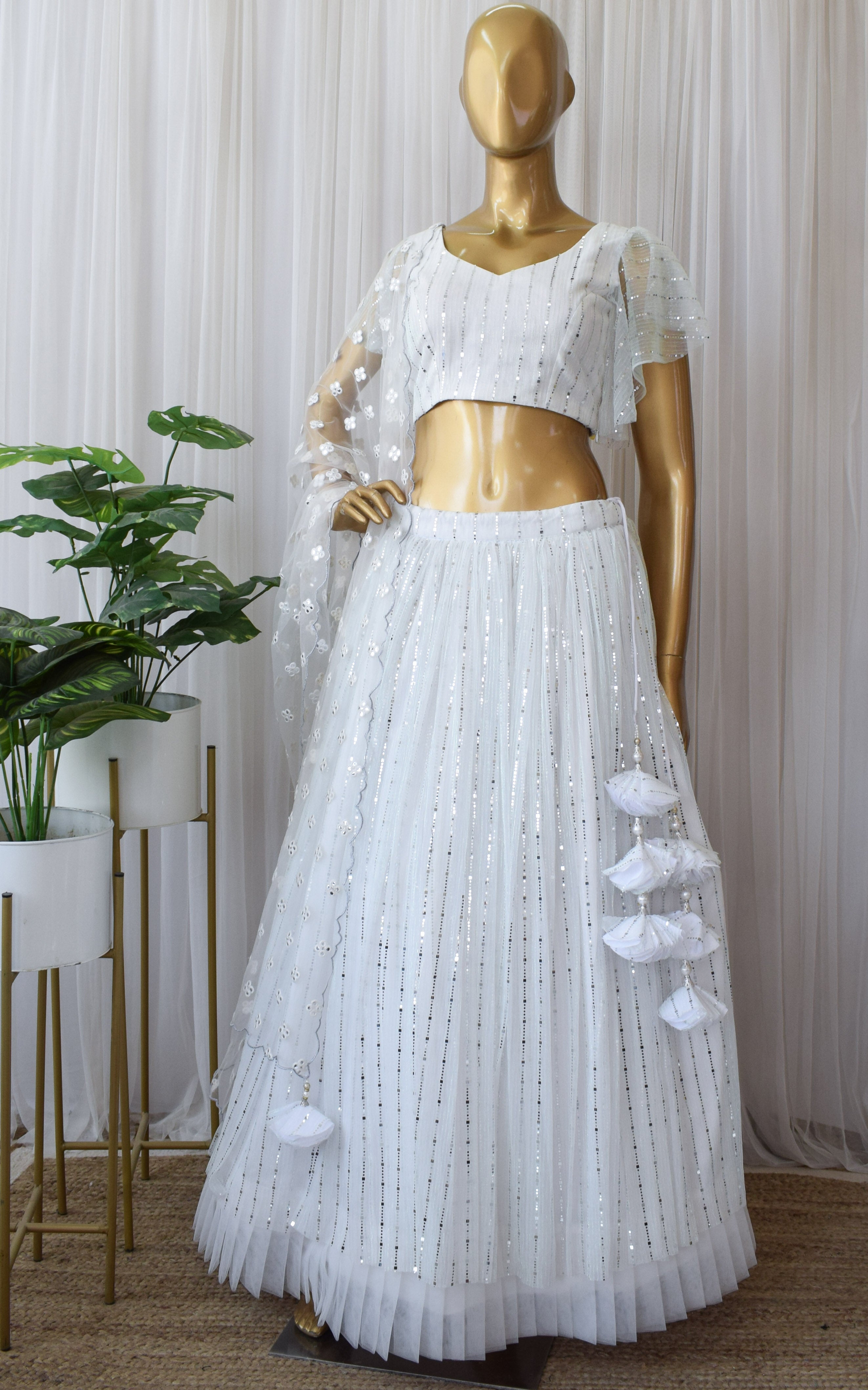 White Shimmer Lehenga