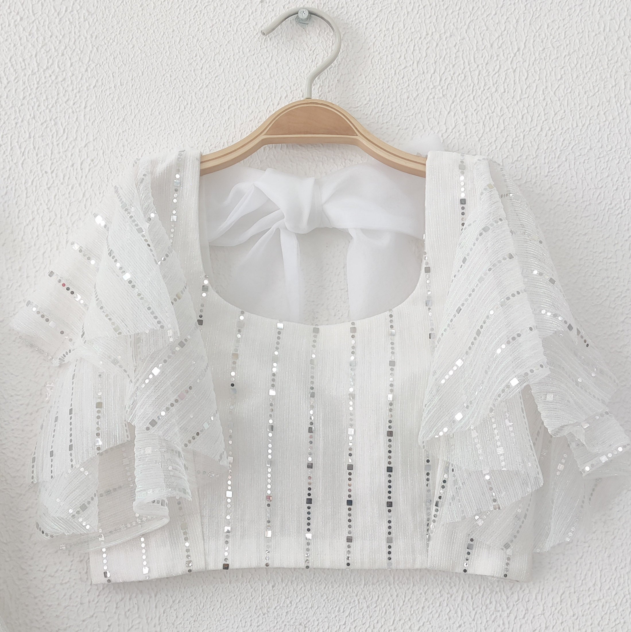 White Shimmer Kids Lehenga